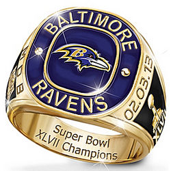 Men's Personalized Baltimore Ravens Champions Gold-Plated Ring