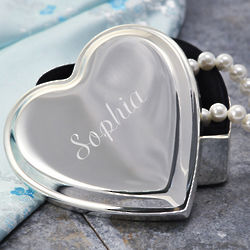 Engraved Silver Heart Trinket Box