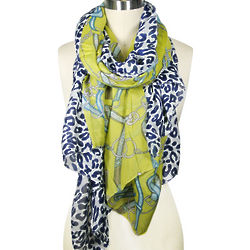 Leopard and Chain Print Green Scarf
