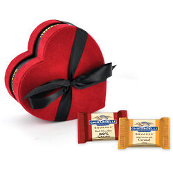 Small Suede Red and Black Heart Gift Box with Chocolates
