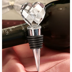 Chrome Crystal Heart Bottle Stopper