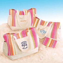 Honeymoon Beach Tote for Two in Pink and Orange