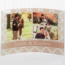 Personalized Geometric Design Photo Collage Curved Glass