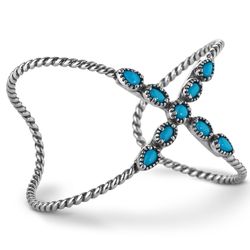 Sterling Silver Sleeping Beauty Turquoise X Bracelet