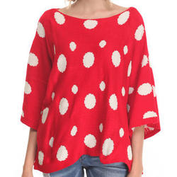 Women's Polka Dot Sweater in Red and White
