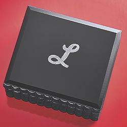 Personalized Initial Black Trinket Box