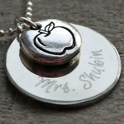Teacher's Apple a Day Personalized Necklace