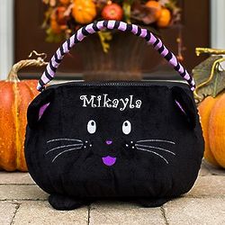 Personalized Black Cat Trick or Treat Basket