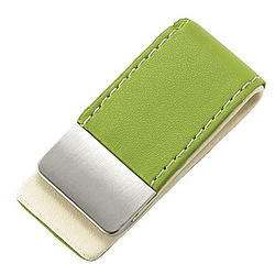 Personalized Lime Green Leatherette Money Clip