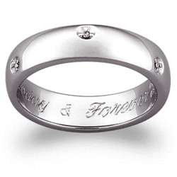 Engraved Sterling Silver Diamond Promise Ring
