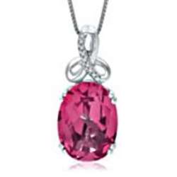 Oval Lab-Created Pink Sapphire and Diamond Pendant