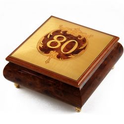 Handcrafted Happy 80th Musical Jewelry Box