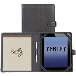 Leather Tablet Padfolio Black