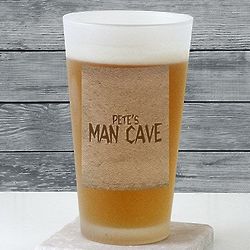 Personalized Man Cave Frosted Pint Glass