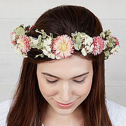 Preserved Floral Crown Trio in Pink, Yellow & Purple