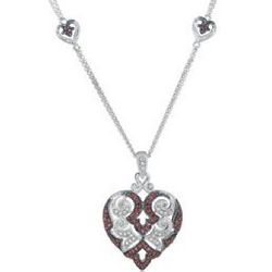 Lab-Created Ruby and White Sapphire Heart Necklace