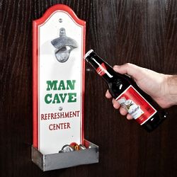 Man Cave Beer Bottle Opener with Cap Catcher