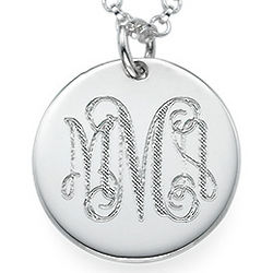 Monogrammed Disc Necklace in Sterling Silver