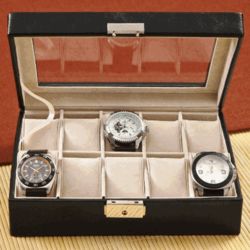 Personalized Men's Leather Watch Case for 10 Watches