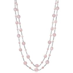 Rose Quartz Multi-Strand Necklace in Sterling Silver