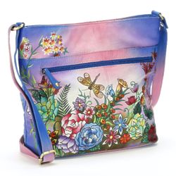 Hand-Painted Spring Glory Leather Bag