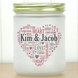 Couple's Word-Art Frosted Mason Jar