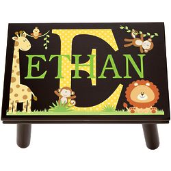 Personalized My Own Name Jungle Step Stool in Espresso