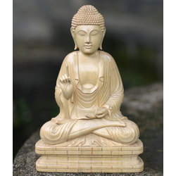 Buddha Blessing Wood Statuette