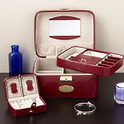Personalized Red Leather Jewelry Case
