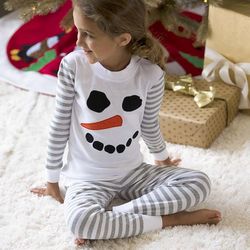 Kids Snowman Stripe Pajamas