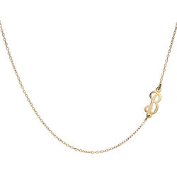Sideways Script Initial 16" Gold Plated Necklace