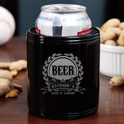 Mark of Excellence Personalized Black Beer Koozie