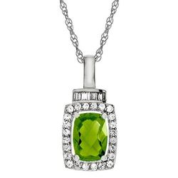 Peridot and Lab-Created White Sapphire Pendant in Sterling Silver
