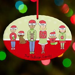 Family's Personalized Characters Oval Ornament