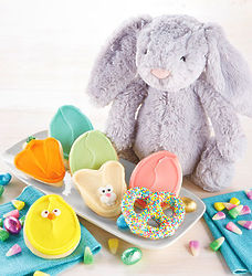 Plush Grey Bunny and Treats Easter Gift Box