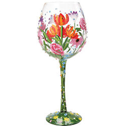 Handpainted Flower Wine Glass and Book