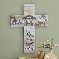 Personalized Nativity God Bless Wall Cross
