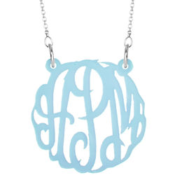 Light Blue Acrylic Monogram Necklace