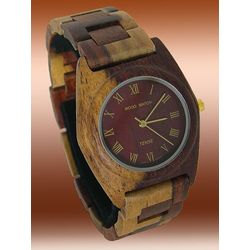 Men's Dual-Tone Dark Face Sandal Wooden Watch