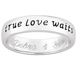 Sterling Silver True Love Waits Engraved Purity Ring