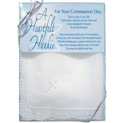 First Communion Hankie with Pearl Cross