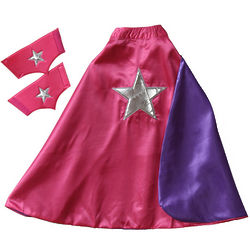 Hot Pink & Purple Making Believe Reversible Star Cape with Cuffs
