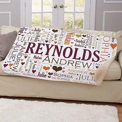 Personalized Family Word-Art Sherpa Throw