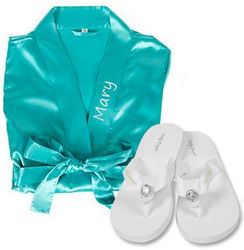 Personalized Satin Robe and Flip Flop Set