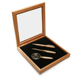 Personalized Deluxe Maple Pen, Letter Opener, and Magnifier Set