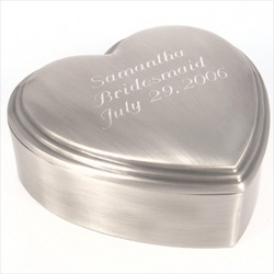 Personalized Antique Pewter Brushed 3D Classic Heart Jewelry Box
