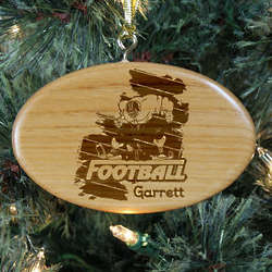Personalized Football Player Wooden Oval Ornament