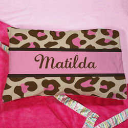 Personalized Pink Leopard Print Pillow