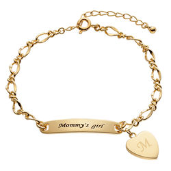 Mommy's Girl Goldtone ID Bracelet with Personalized Heart Charm