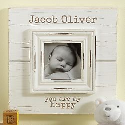 Personalized Happy Baby Rustic Wood Picture Frame